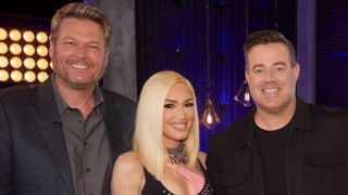 Blake Shelton, Gwen Stefani and Carson Daly on The Voice.