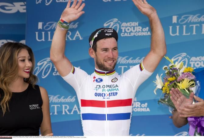 Mark Cavendish (Omega Pharma-Quick Step) on the podium