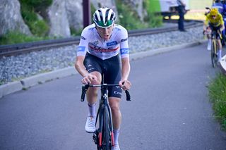 Tadej Pogacar gains time on Jonas Vingegaard on the Puy de Dôme on stage 9 at the Tour de France
