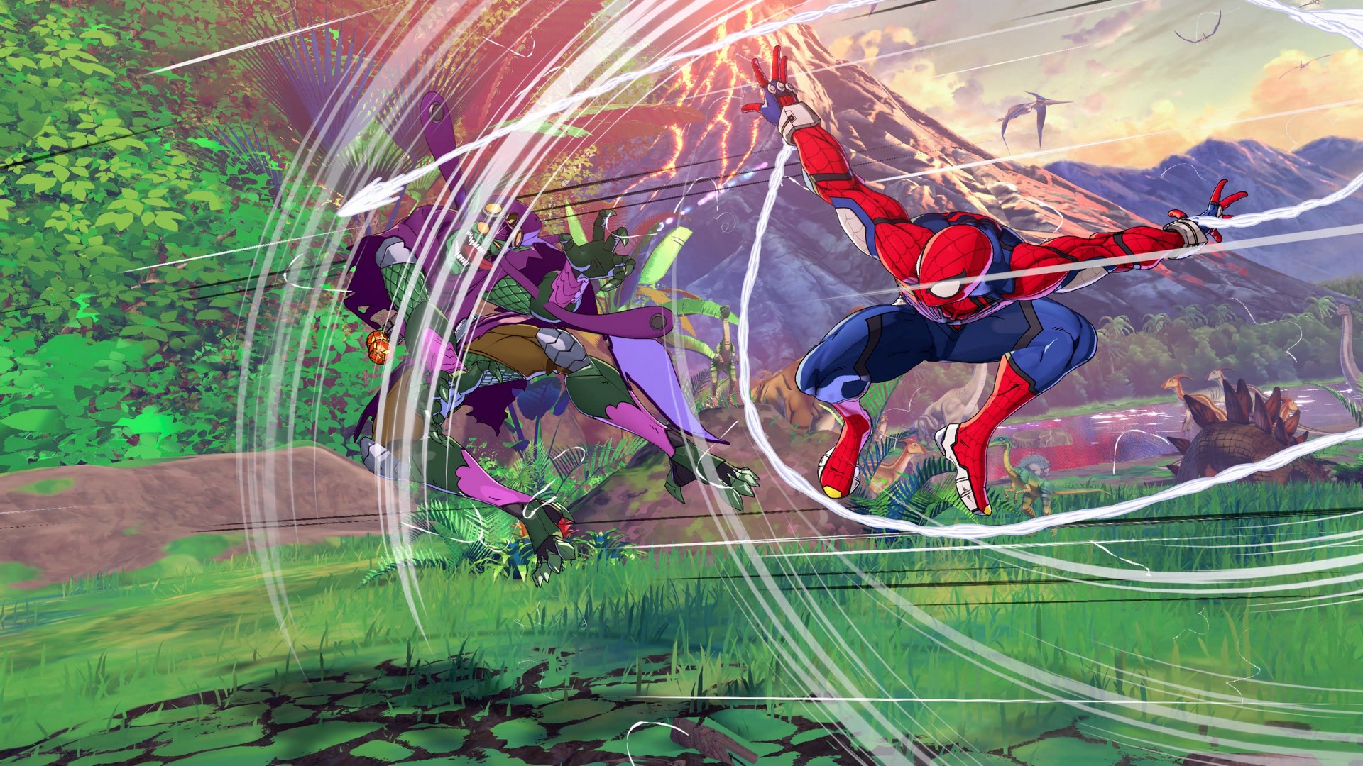 Spider-Man web attacks the Green Goblin in Marvel Tokon
