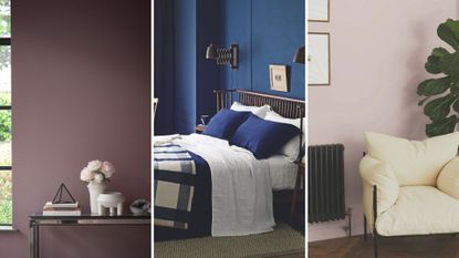 composite of three paint colours in bedrooms