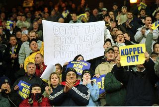 3 Feb 2002: Wimbledon Fans during the Nationwide Division One match between Wimbledon and Manchester City at Selhurst Park, London. Mandatory Credit: David Cannon/Getty Images