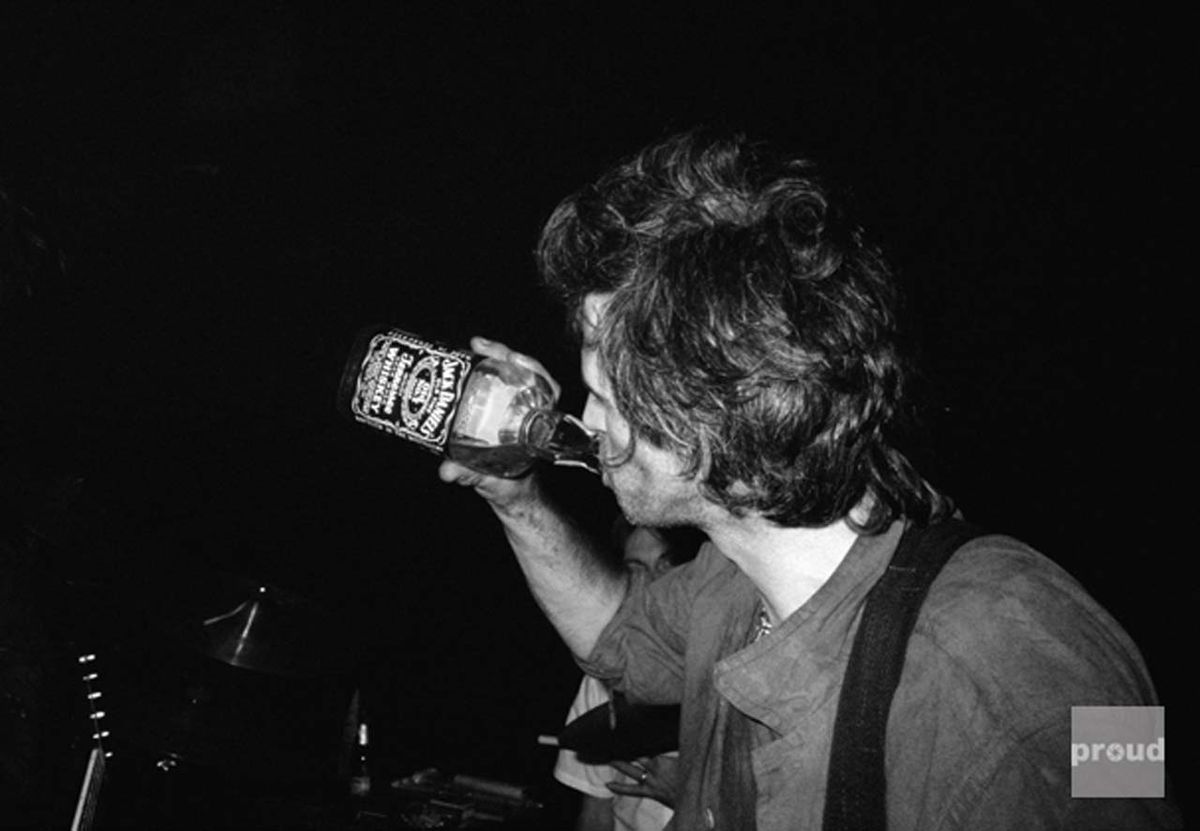 Keith Richards enjoying a shot of Jack Daniels during rehearsals for the 1981 US Tour. North Brookfield, Massachusetts, 6th September 1981