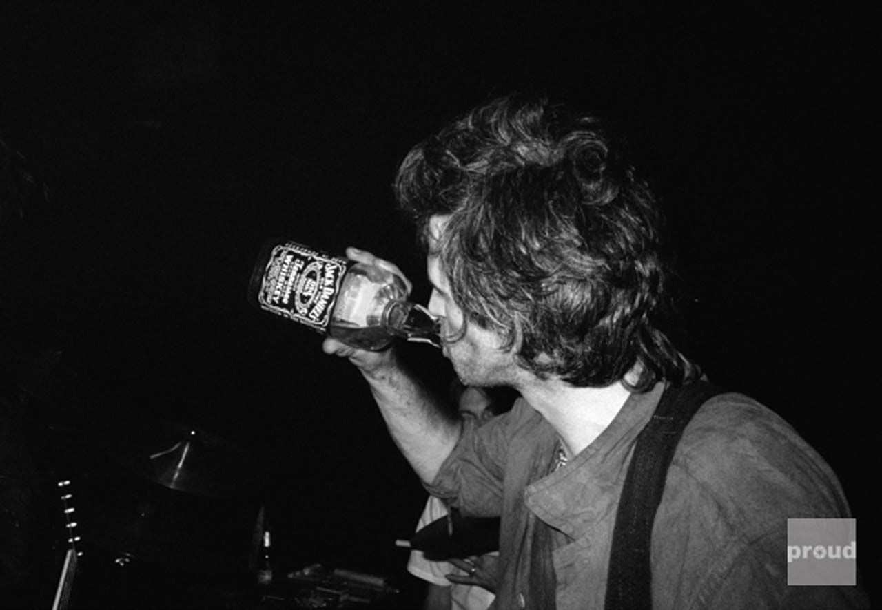 Keith Richards enjoying a shot of Jack Daniels during rehearsals for the 1981 US Tour. North Brookfield, Massachusetts, 6th September 1981