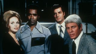 Lynda Day, Greg Morris, Peter Lupus and Peter Graves in Mission: Impossible