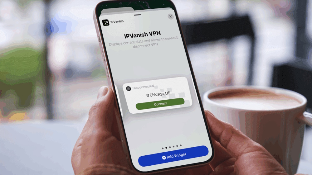 IPVanish app interface displayed on a mobile phone.