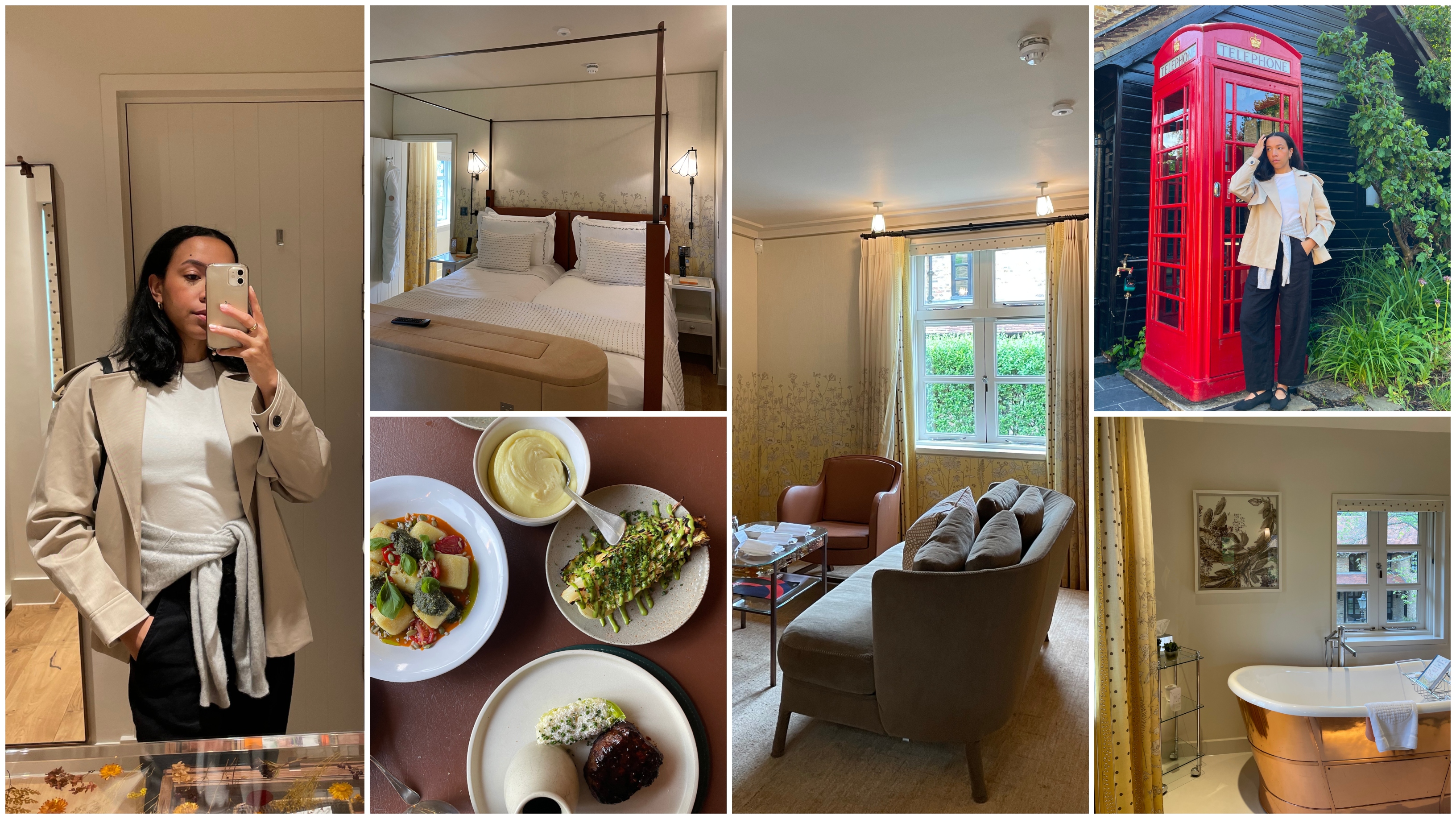 collage of Coworth Park Hotel in Ascot, Lauren Tappan