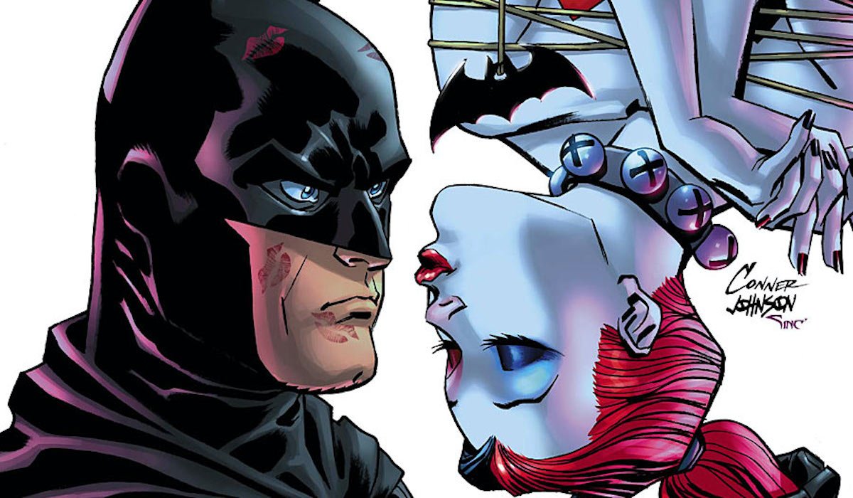 Batman and Harley Quinn kiss in the comics.