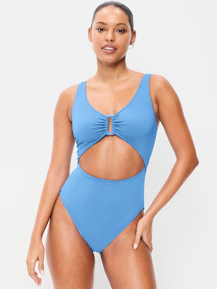 Old Navy, Textured One-Piece Cut-Out Swimsuit