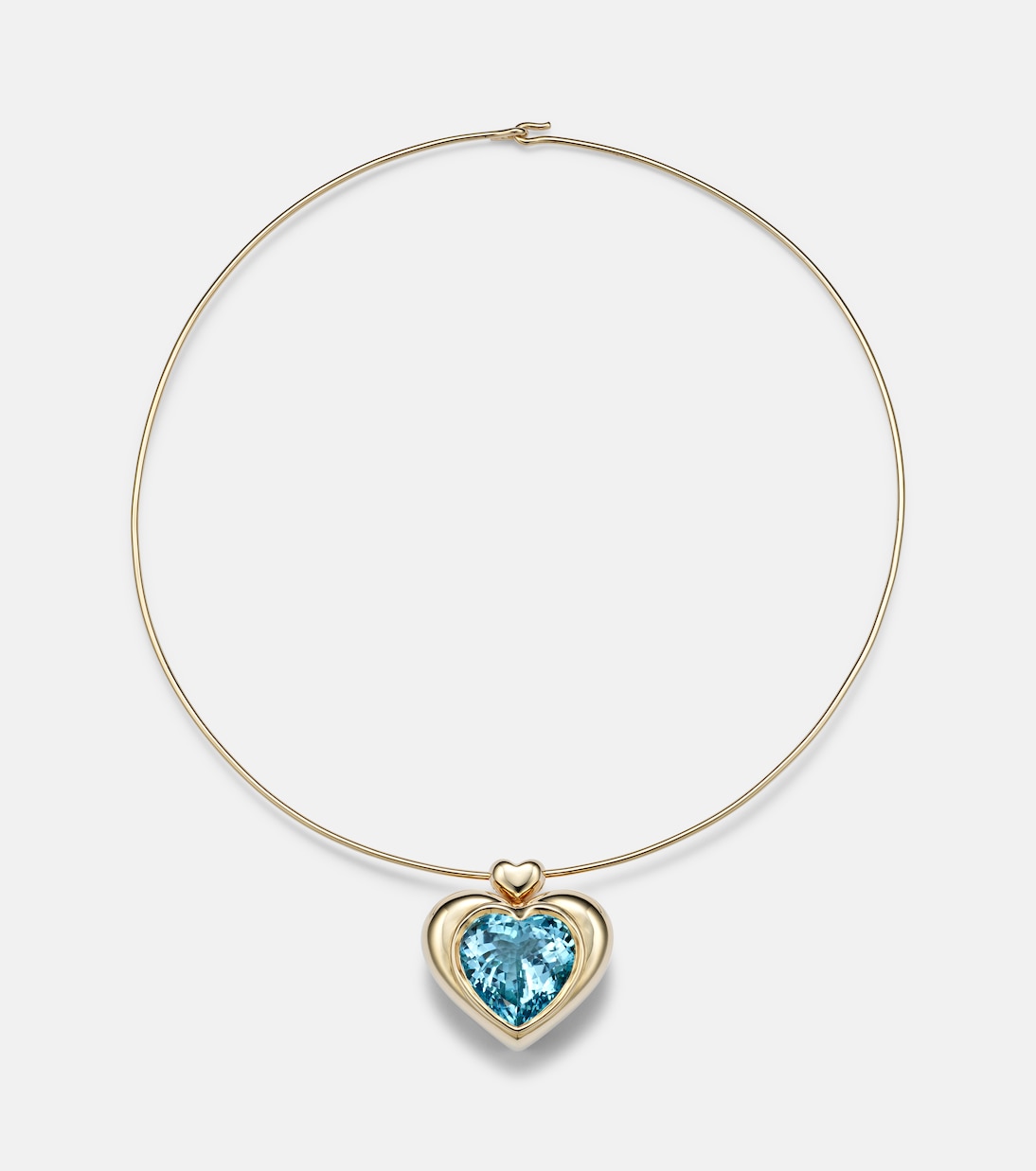 Cupid's Big Heart 14kt Gold Pendant Necklace With Topaz