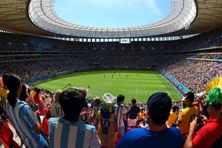 General view during the 2014 World Cup quarter-final match between Argentina and Belgium at Estadio Nacional Mané Garrincha on July 5, 2014 in Brasilia, Brazil.