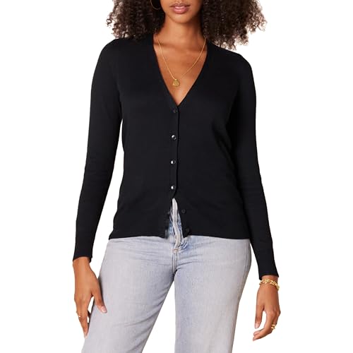Amazon Essentials Women&#039;s Lightweight V-Neck Cardigan Jumper (available in Plus Size), Black, S
