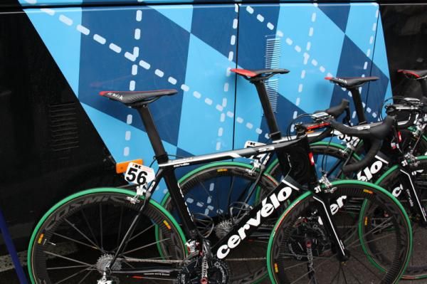 The Cervelo bikes outside the Garmin bus