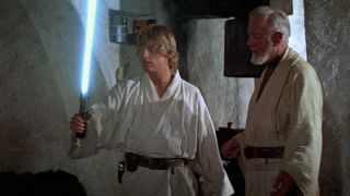 Luke Skywalker ignites a lightsaber for the first time in Obi-Wan Kenobi