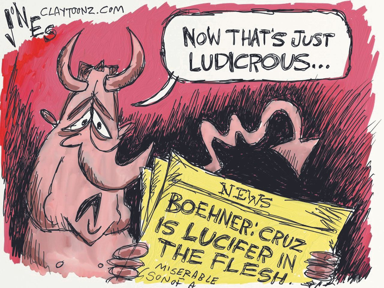 Political Carton U.S. Boehner Cruz Lucifer 2016