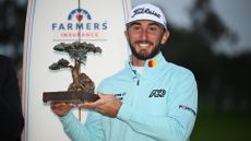PGA Tour: Max Homa lifting a trophy after winning the 2023 Farmers Insurance Open