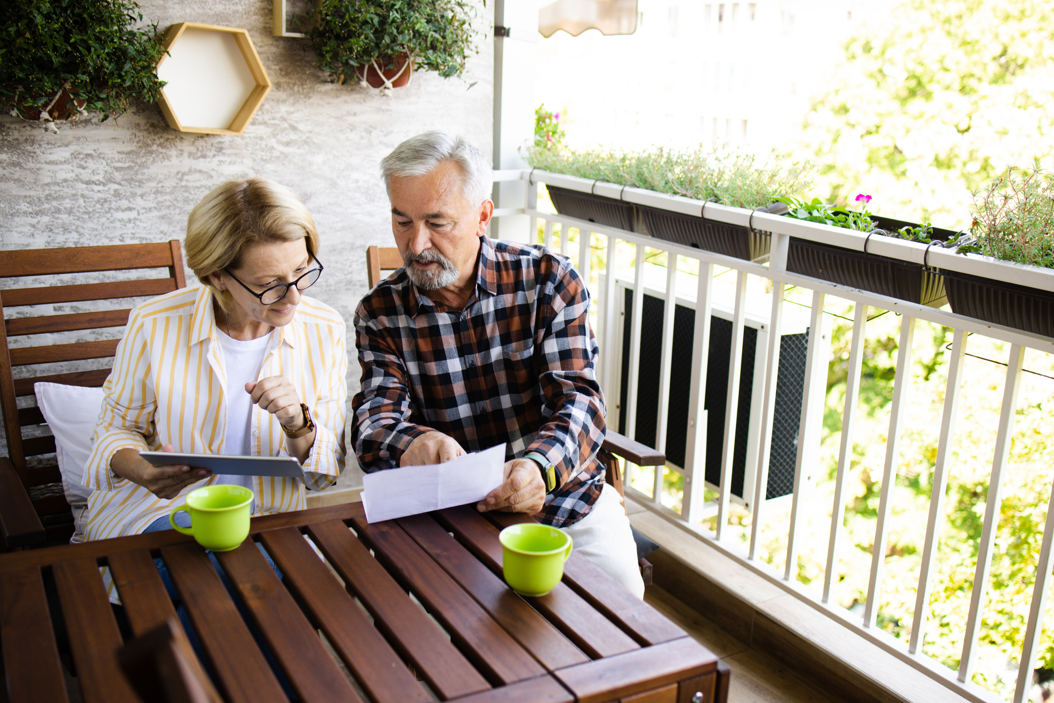 Couple looking over paperwork