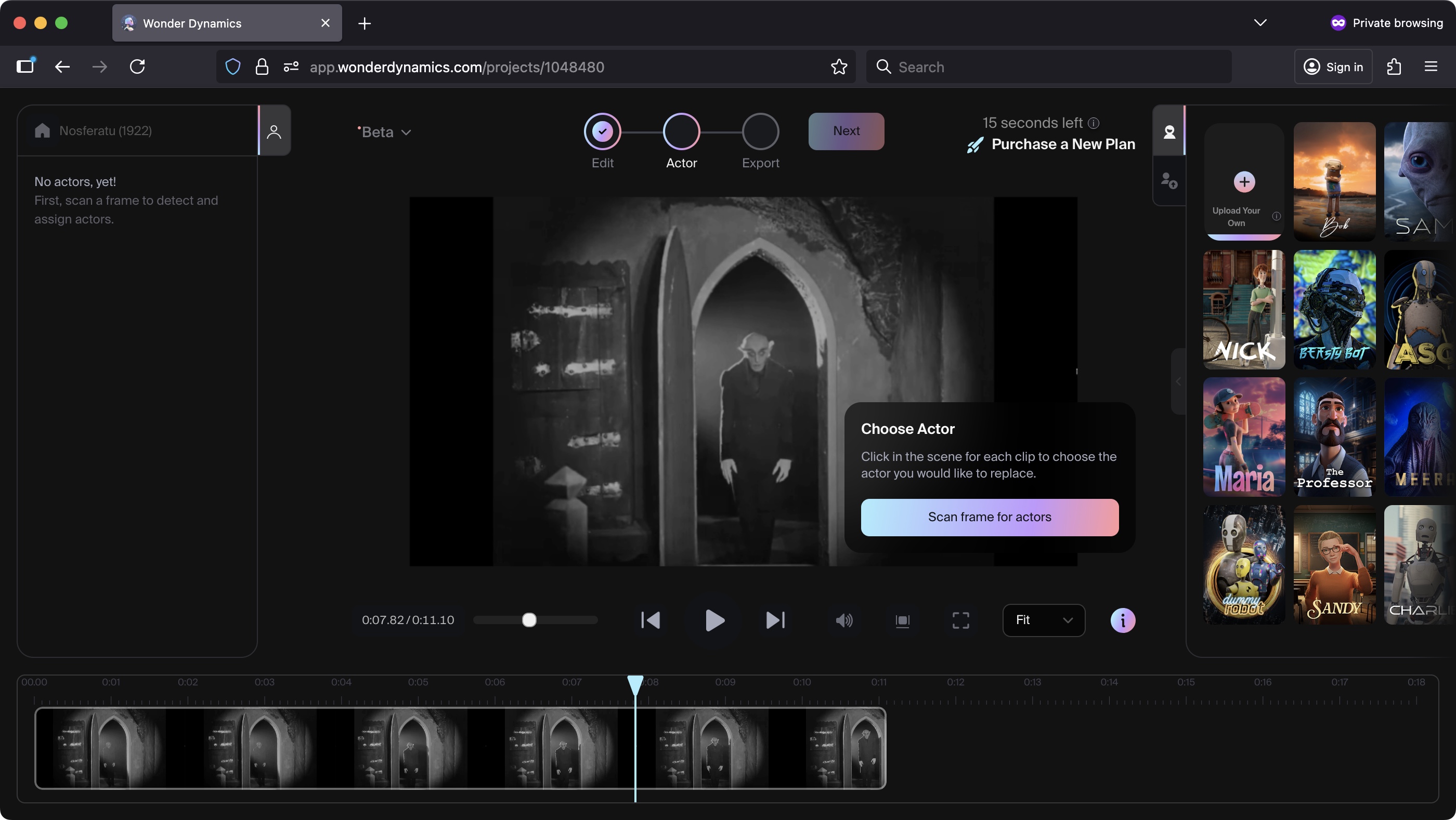 Using Autodesk Flow Studio to replace a character from an old movie during our tests