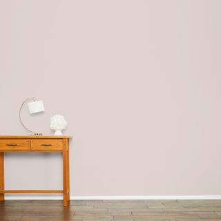 dove grey colour wall and wooden floor and table