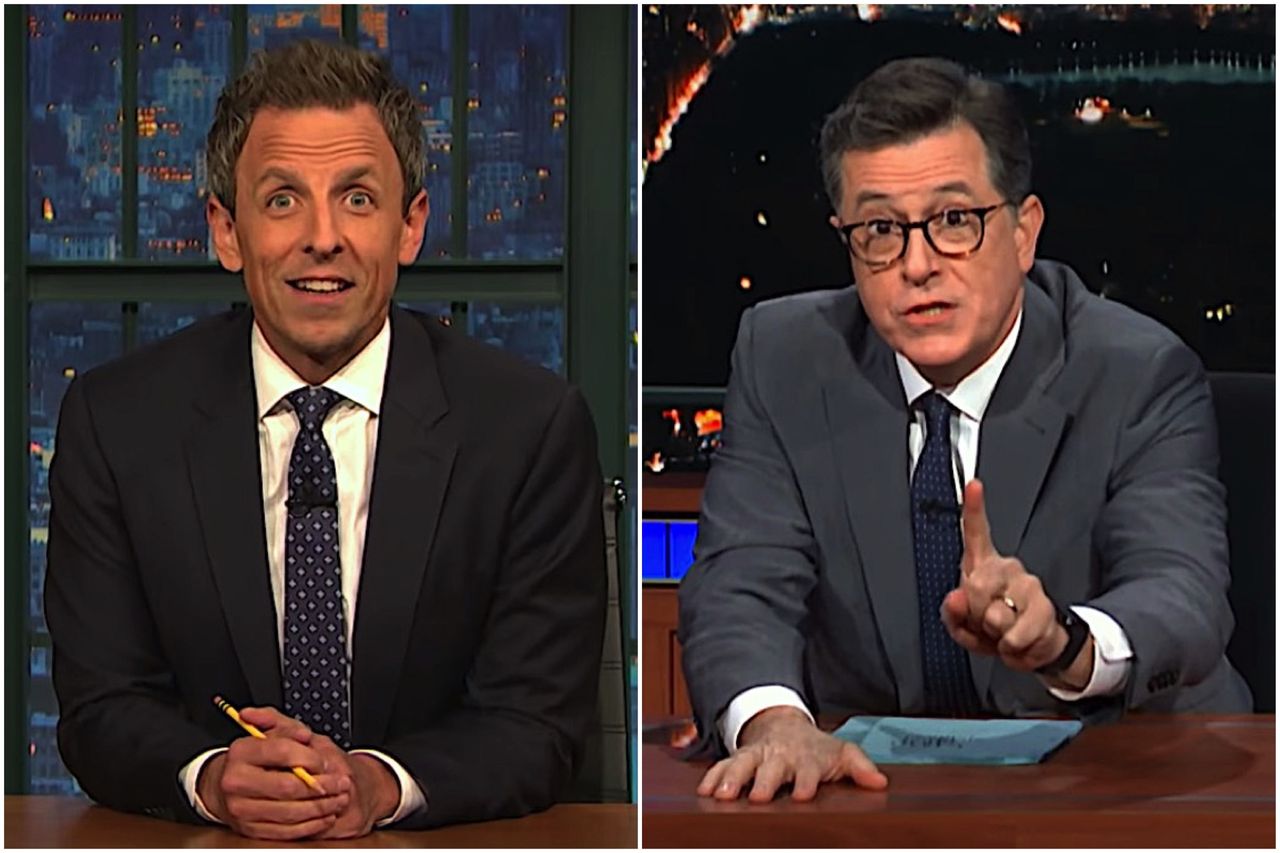 Stephen Colbert and Seth Meyers dissect Trump midterms strategy