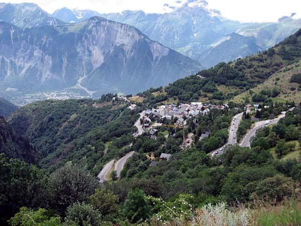 Looking down on Huez en Oisans.