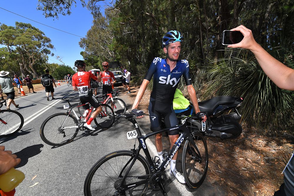 Wout Poels had time for a photo after the final stage at the Tour Down Under
