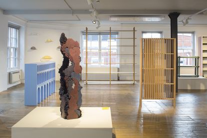 Installation view of 12 Shelves at Aram Gallery London