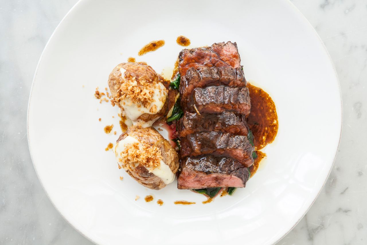 Church Road&#039;s rump of aged Dexter beef with truffled baked potato by Andrew Hayes-Watkins.