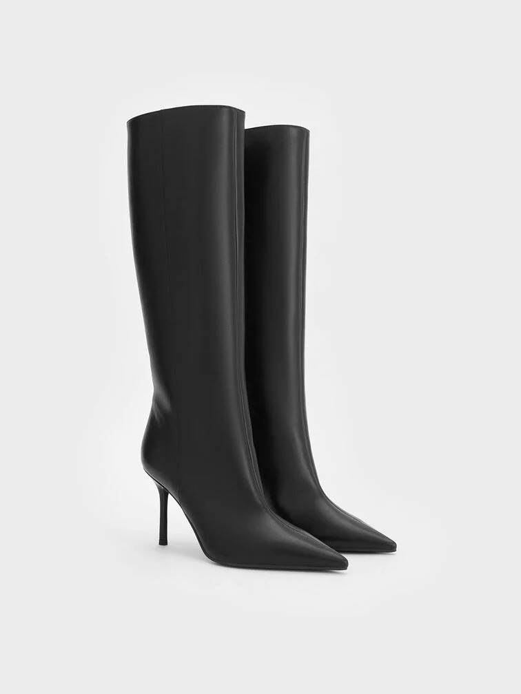 Charles &amp;amp; Keith, Pointed-Toe Stiletto-Heel Knee-High Boots