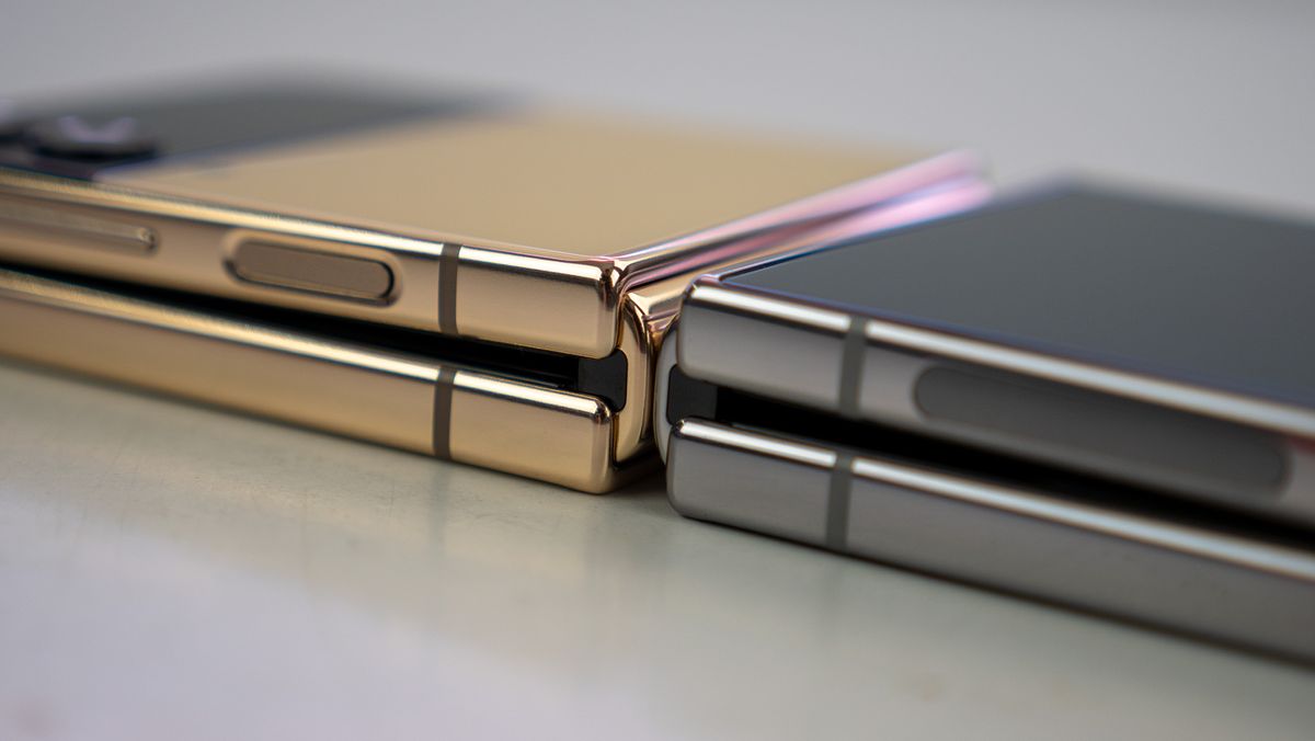 Samsung Galaxy Z Flip 4 Bespoke Edition with yellow backplates and gold trim