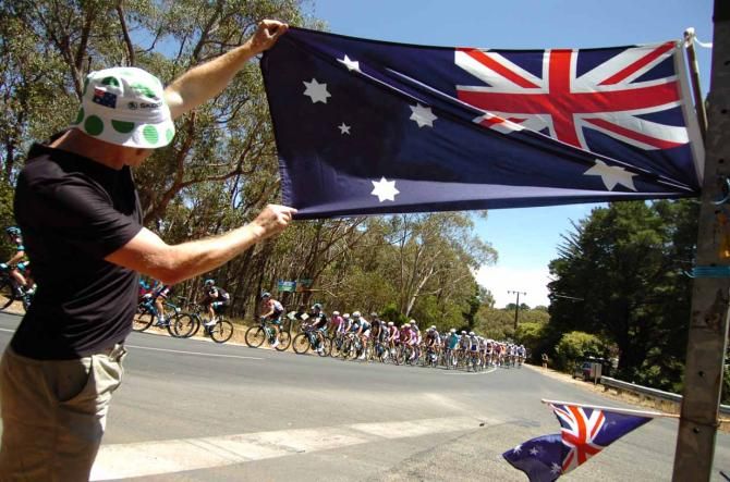 Local fans greet the peloton of the 2013 Tour Down Under.