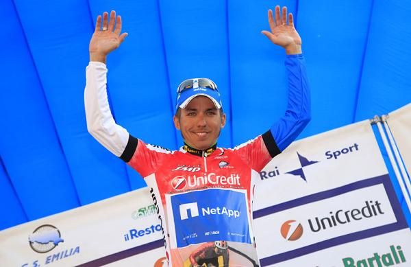 Race leader Cesare Benedetti (Team NetApp) on the podium
