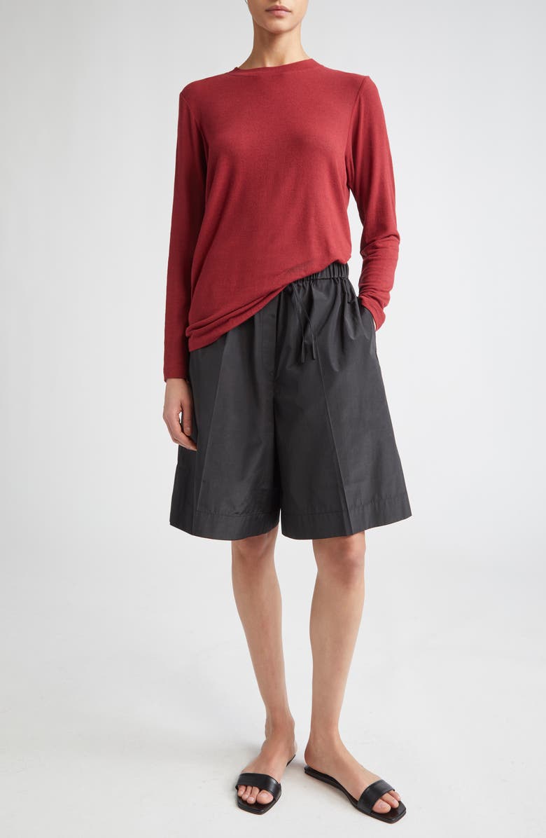Tori Pleated Taffeta Bermuda Shorts