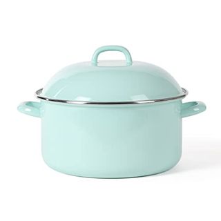 Martha Stewart Thayer 6.4-Quart Enamel on Steel Scratch Resistant Dutch Oven W/lid - Martha Blue, Induction Safe