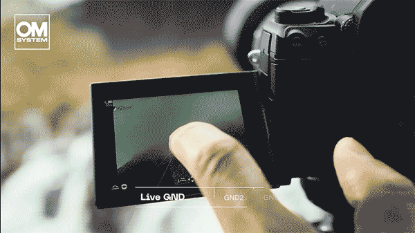 Animated GIF of the AI-driven Live GND function on the OM System OM-1 Mark II