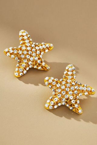 Pendientes con forma de estrella de mar de cristal