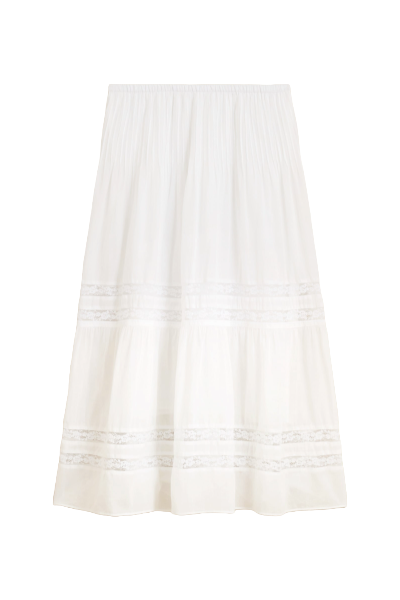 J.Crew, Lace-Trim Pintuck Skirt
