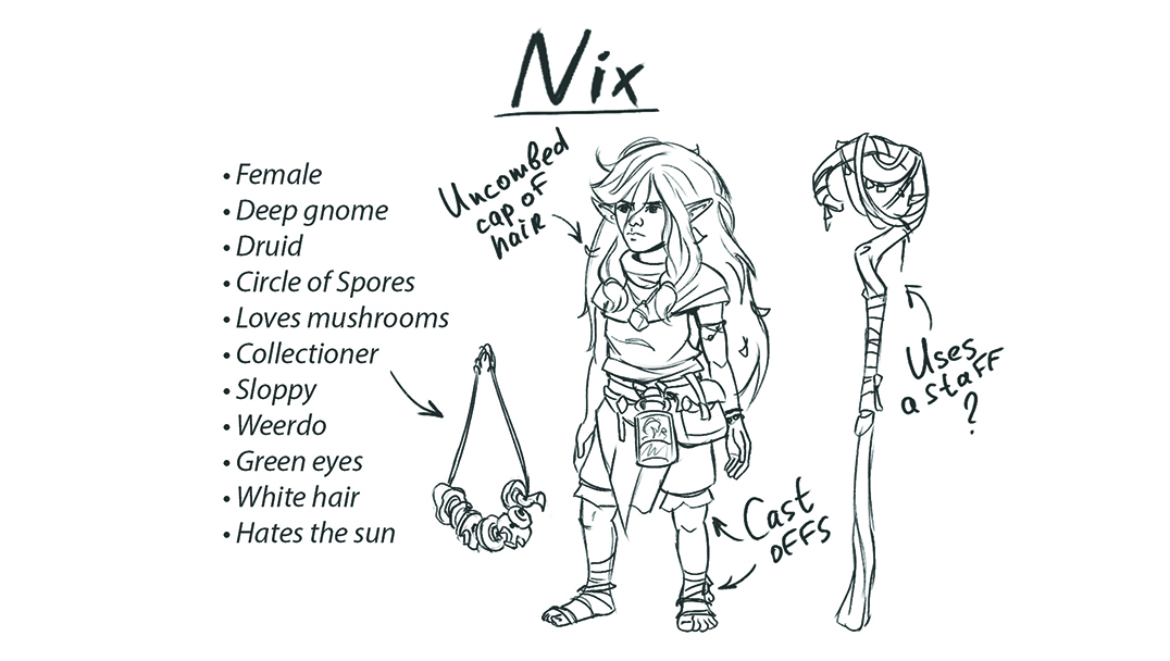 Image from a tutorial on how to draw a Circle of Spores druid