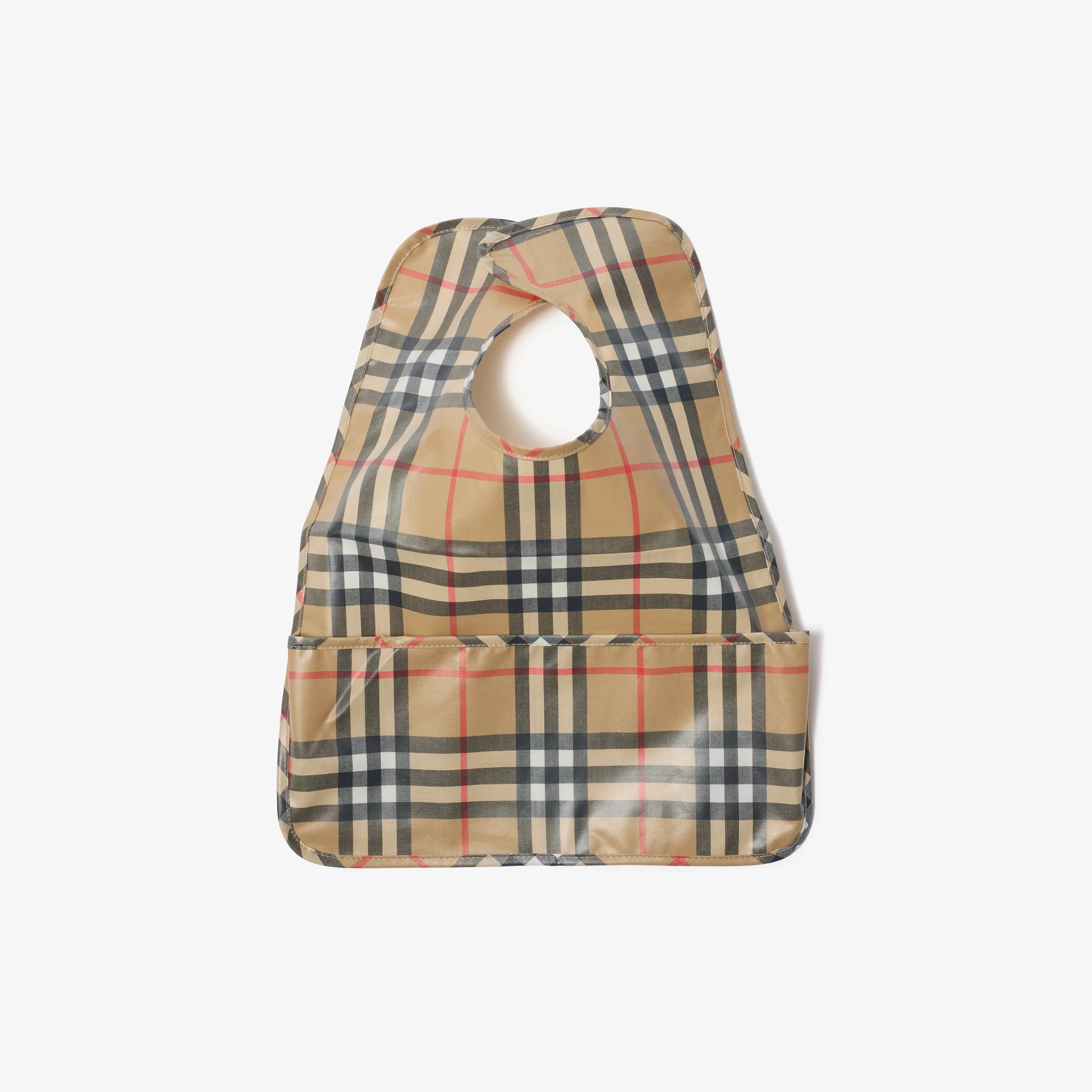 Burberry, Check Coated Cotton Bib in Sand Beige - Children | Burberry&reg; Official