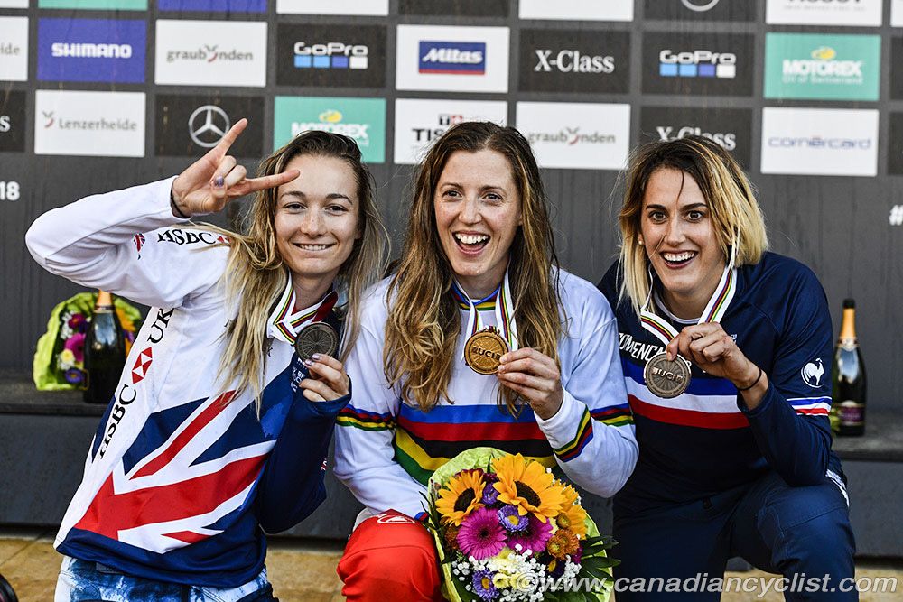 L to r: Tahnee Seagrave, Rachel Atherton, Myriam Nicole
