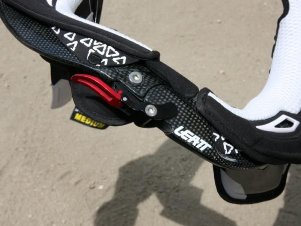 Leatt anodized the latch handles red so they're more obvious to EMTs.