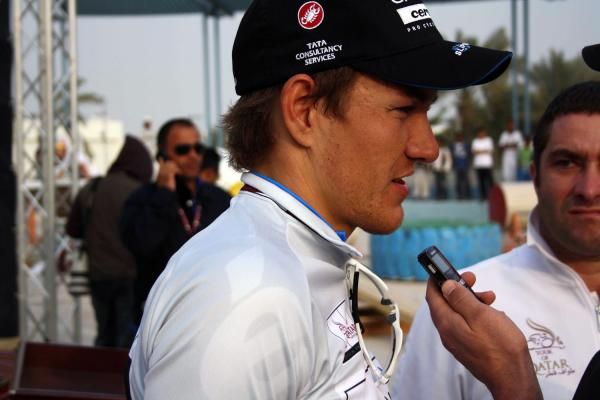 Henrich Haussler (Garmin-Cervelo) talks to the media