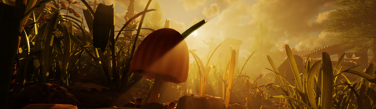 Snackbar Front, one of the beginner zones in Grounded 2, during a sunset.