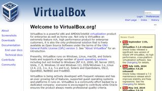 Website screenshot for VirtualBox