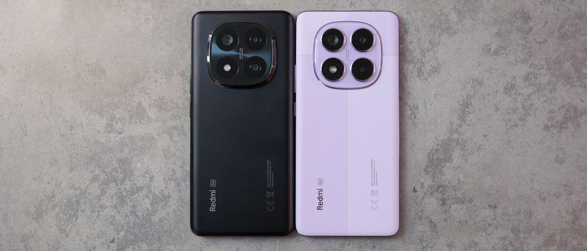 A lavender Redmi Note 14 Pro and a black Redmi Note 14