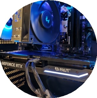 Close-up view of the Palicomp AMD Destiny's RTX 4070 Super graphics card