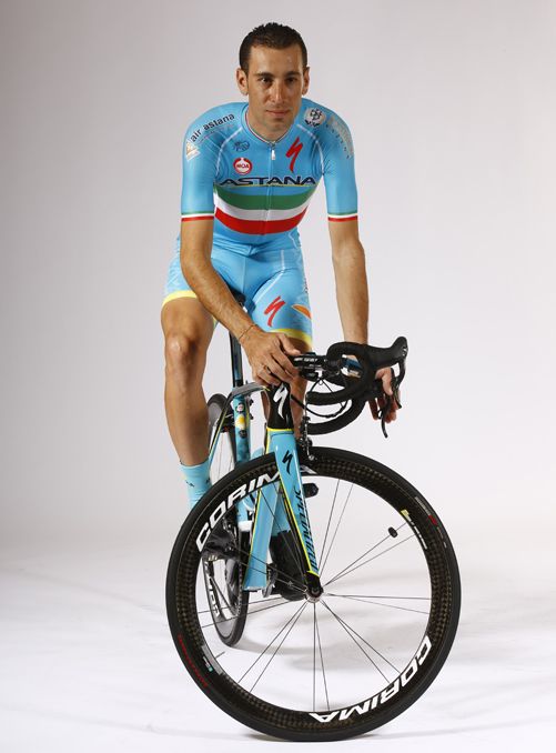 Vincenzo Nibali poses in the 2016 Astana kit