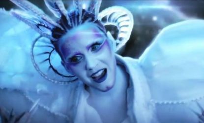 Katy Perry's psychedelic "E.T." video, a departure from her typically sunny efforts, looks an awful lot like Lady Gaga's "Born This Way," say critics.