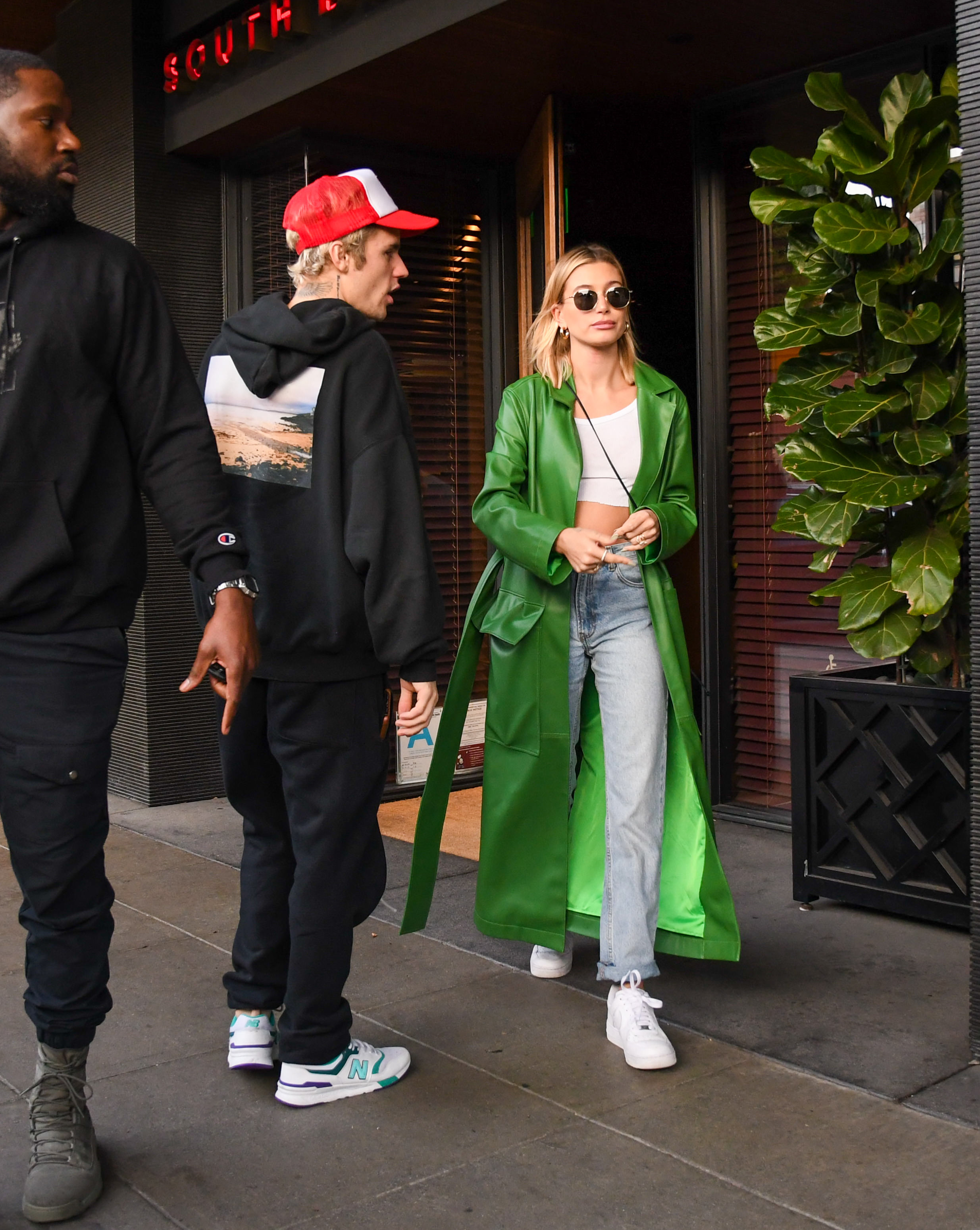 Hailey Bieber wearing Nike Air Force 1 sneakers in 2020