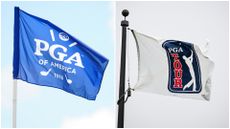 A PGA of America flag and a PGA Tour flag